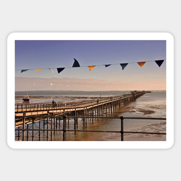 Southend on Sea Pier Beach Essex England Sticker by AndyEvansPhotos